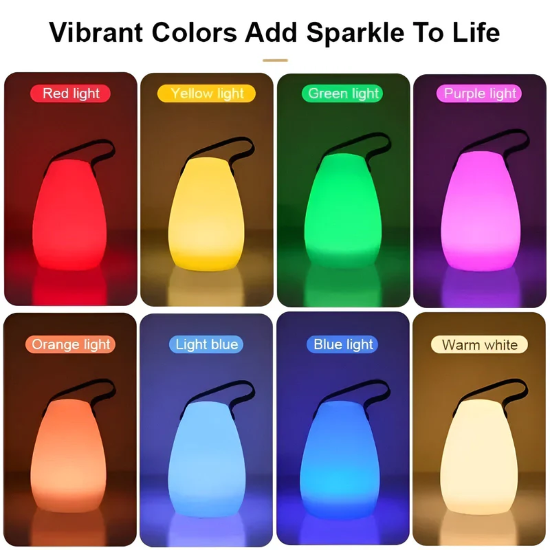 Rechargeable waterproof wireless LED table lamp for versatile indoor & outdoor illumination.
