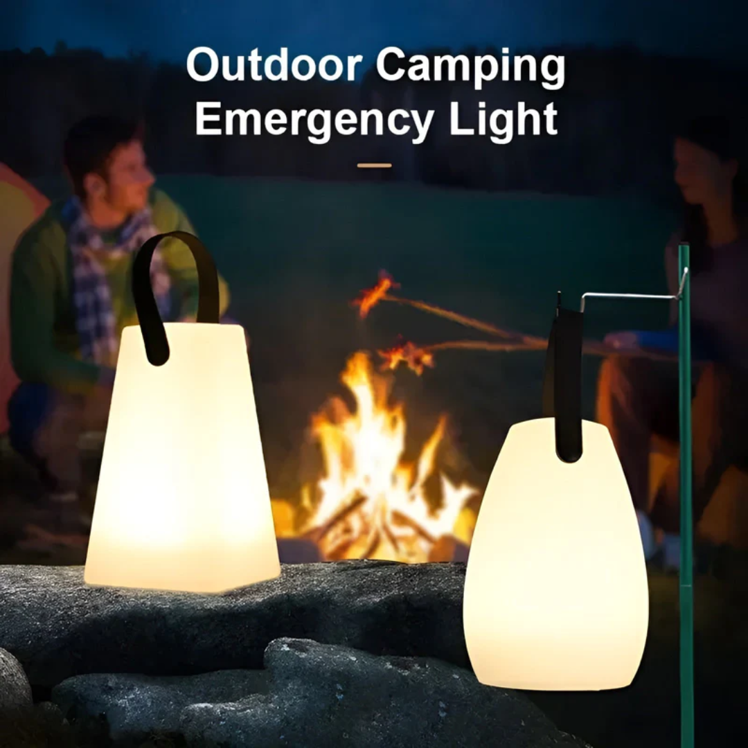 Sleek modern wireless table lamp, USB rechargeable & waterproof for patio or indoor decor.