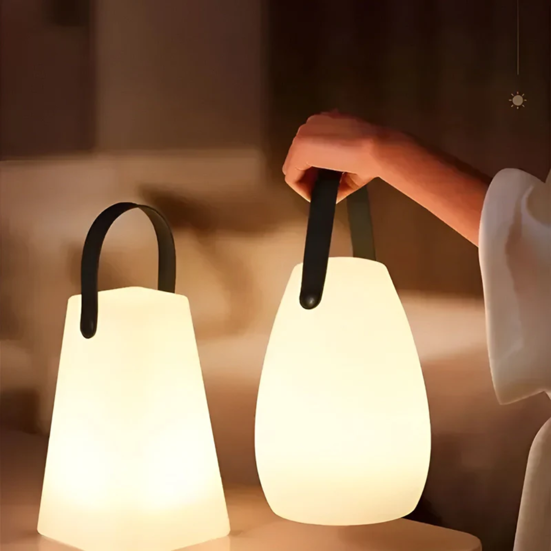 Waterproof LED table lamp for outdoor patio lighting, indoor ambient light & modern design.