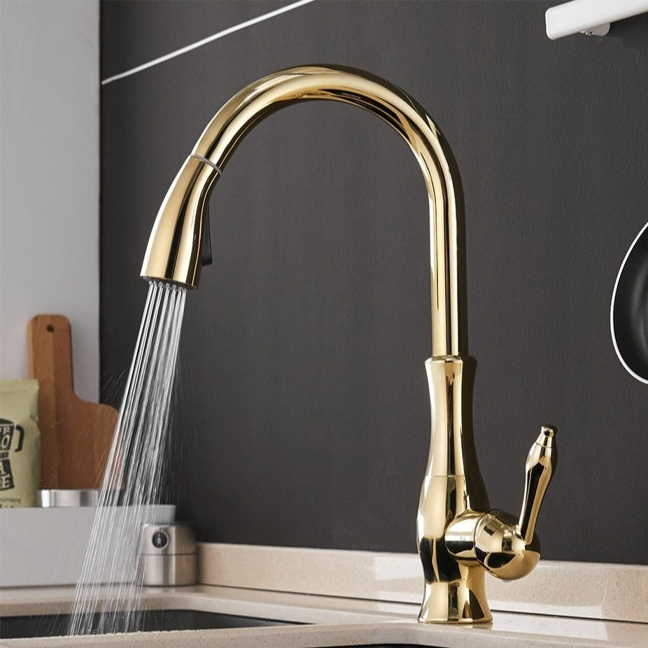 High-quality pull-out kitchen faucet, FlexFlow series. Versatile retractable design for easy use.