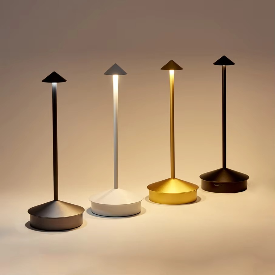 Modern rechargeable LED desk lamp with touch control, 3 light modes, ideal for office or bedroom reading.