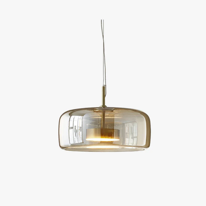 Artistic LED pendant lamp, modern retro design with unique glass details, home decor.