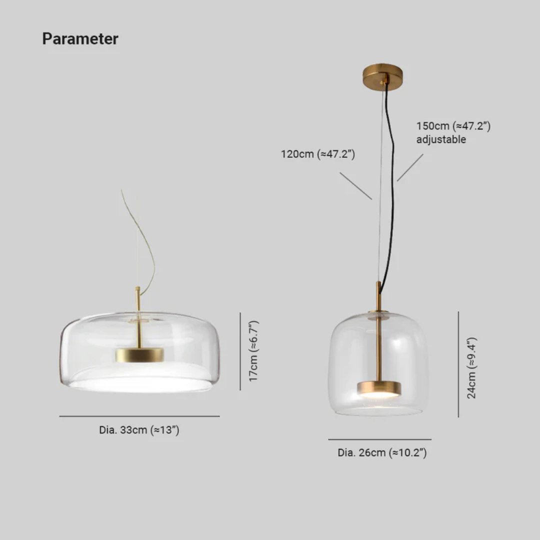 Home interior LED pendant lamp, modern retro glass design, enhancing any room's decor.