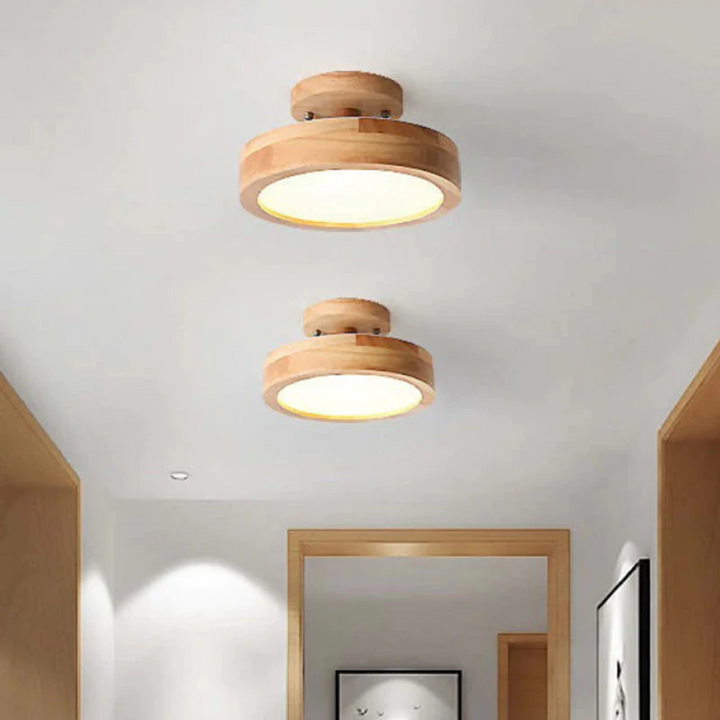 Efficient round Nova LED lamp, providing stylish lighting for any room.