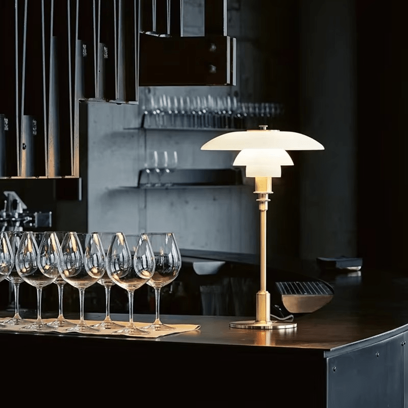 Versatile modern Scandinavian LED table lamp, dimmable for bedroom, desk, or ambient home lighting.