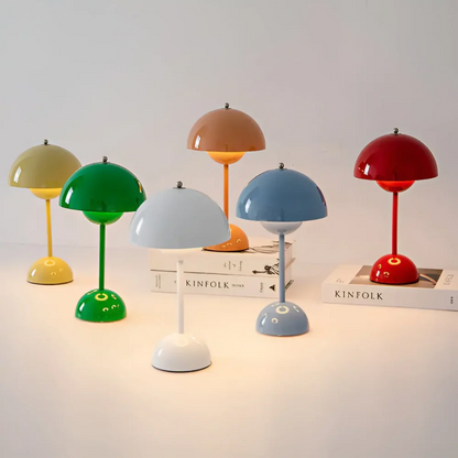 Rechargeable portable lamp, modern Scandinavian design, long-lasting battery for convenient wireless use.