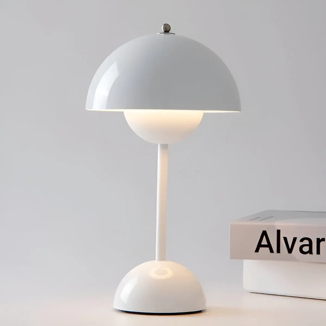 Clean line Scandinavian wireless table lamp, modern design, a perfect accent for contemporary interior decor.