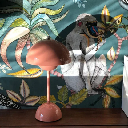 Portable rechargeable table lamp, Scandinavian modern design, perfect accent lighting for any room.