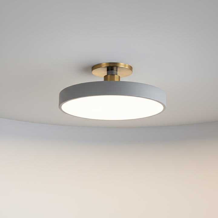 Elegant semi-recessed LED ceiling light, Helligon, a modern lighting fixture for home decor.