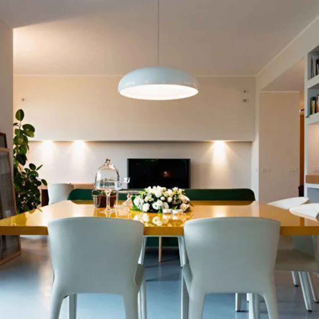 Modern Serena LED lamp, sleek round design for sophisticated home decor.