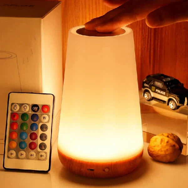 Modern, soothing touch control night light with color changing LEDs, perfect for ambient home decor & relaxation.