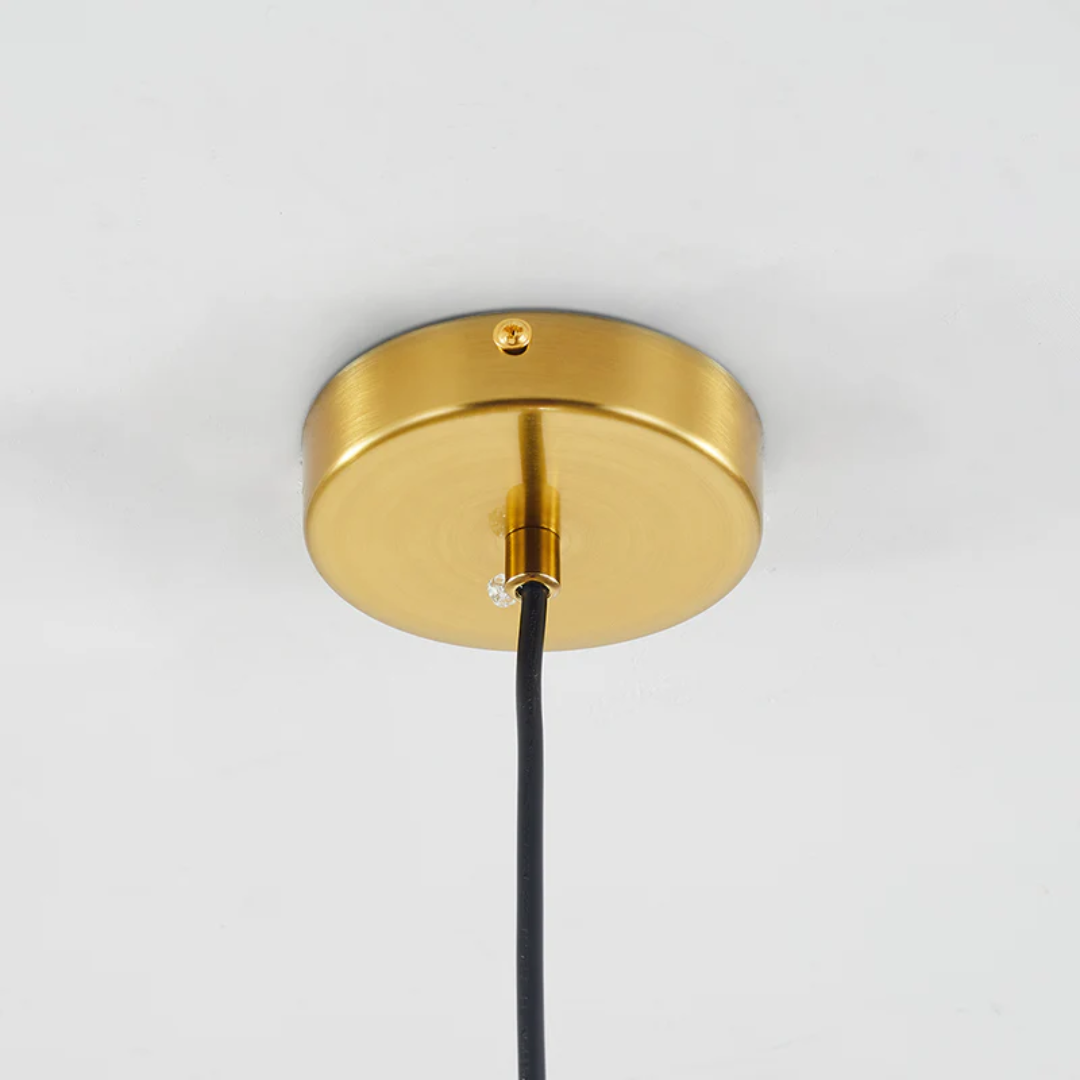 Modern spherical LED pendant light, ideal for contemporary living rooms.