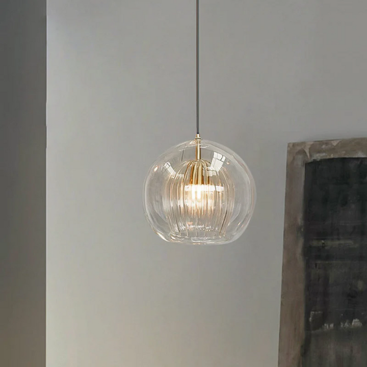 Modern ceiling lamp: spherical LED pendant light for contemporary interior design.