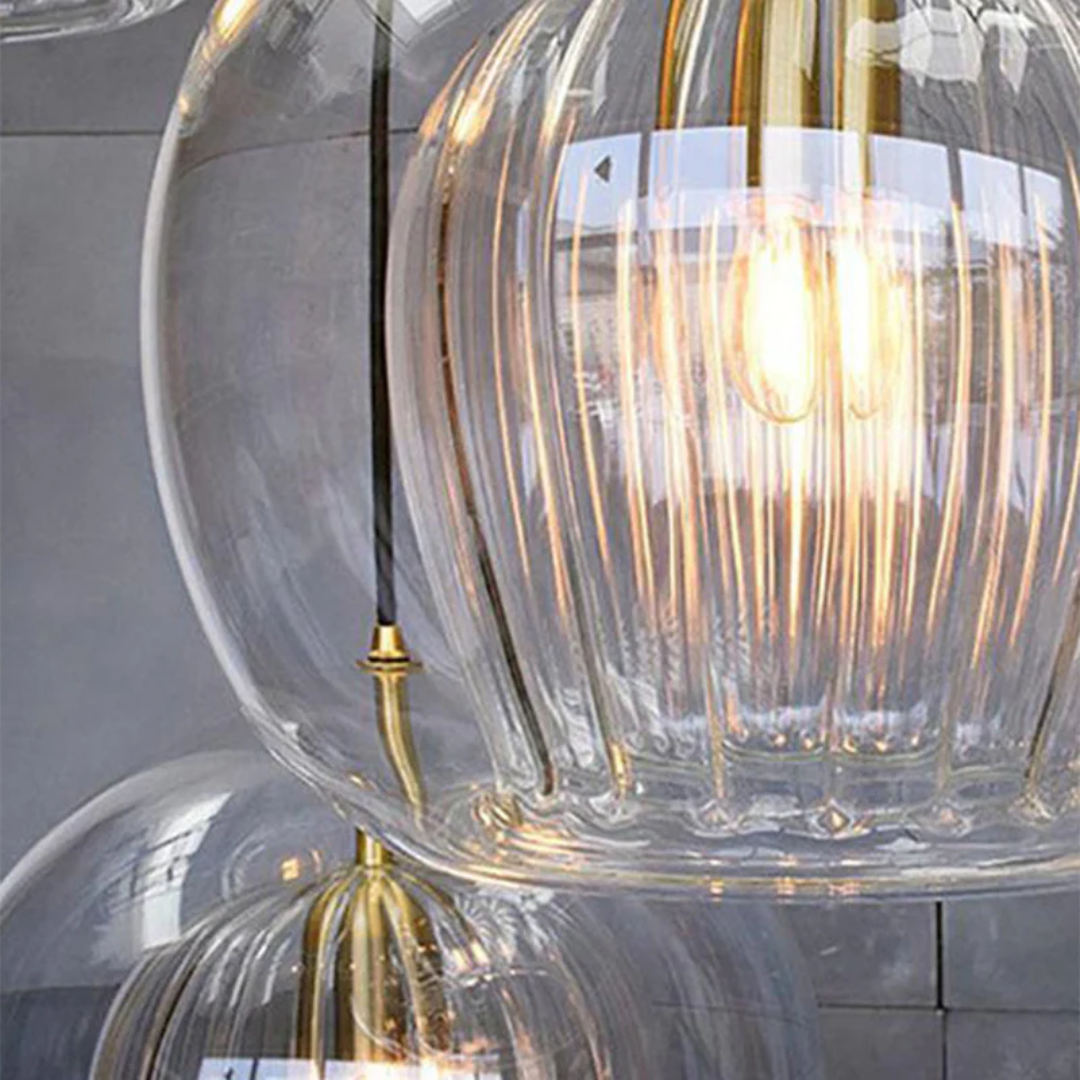 Contemporary LED spherical pendant light, ideal interior lighting for bedrooms.