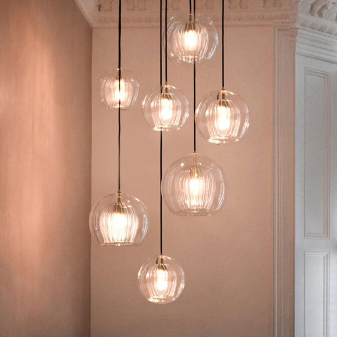 Designer spherical LED pendant light, a stunning modern lighting fixture.