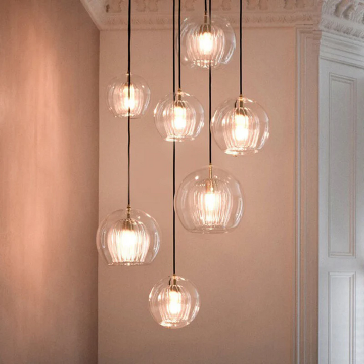 Designer spherical LED pendant light, a stunning modern lighting fixture.