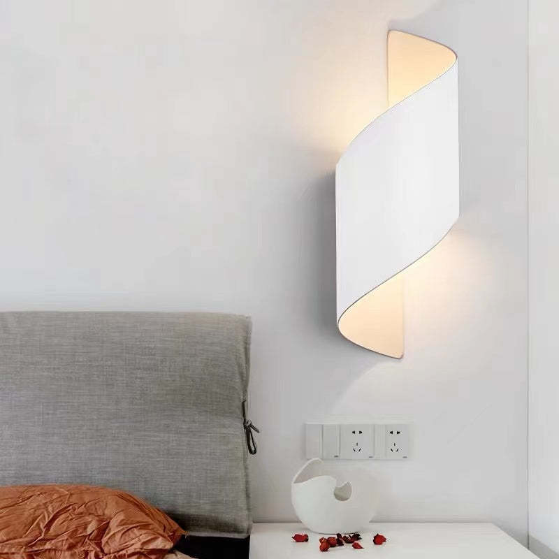 Weather-resistant spiral LED outdoor wall light, stylish & energy efficient.