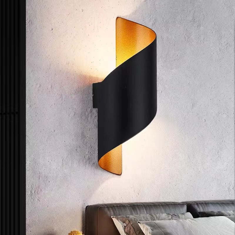 Versatile spiral LED wall light for indoor, outdoor, and garden modern lighting.