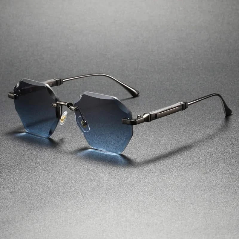 Trendy unisex octagonal rimless shades, a must-have fashion accessory.