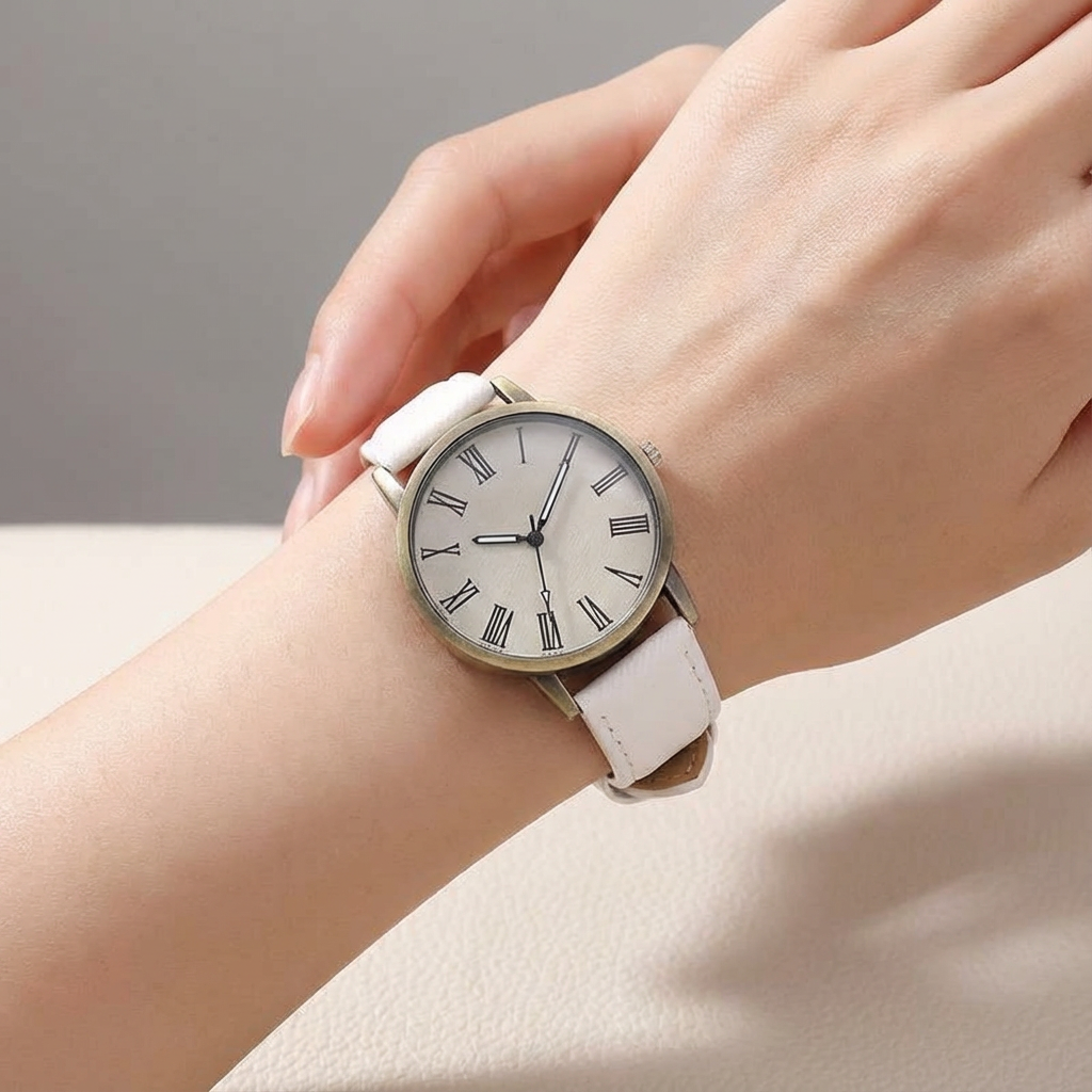 Modern Unisex Tokyo denim watch with a stylish blue denim strap & sleek bronze case. Perfect streetwear fashion accessory.