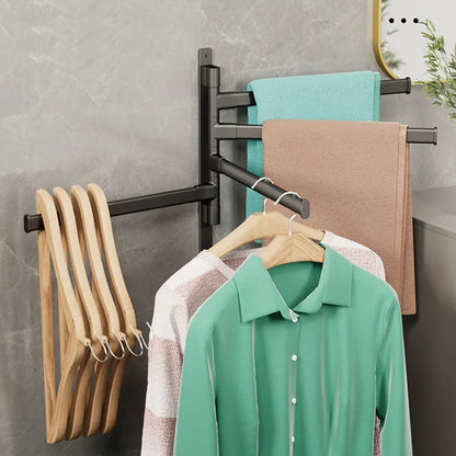 Rustproof metal swivel towel holder, a sleek wall-mounted solution for modern bathroom organization.