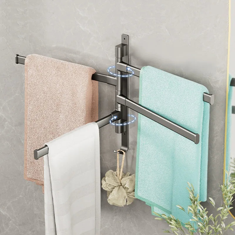 Elegant swivel bathroom rack, perfect for organizing towels and maximizing storage in modern homes.