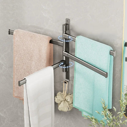 Elegant swivel bathroom rack, perfect for organizing towels and maximizing storage in modern homes.