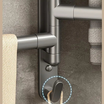 Wall-mounted swivel arm bathroom rack, a practical and modern towel holder for efficient storage.