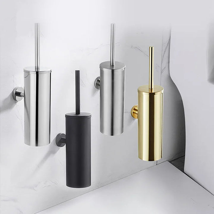 Rust-resistant stainless steel wall-mounted toilet brush, ideal for modern bathroom decor & hygiene.