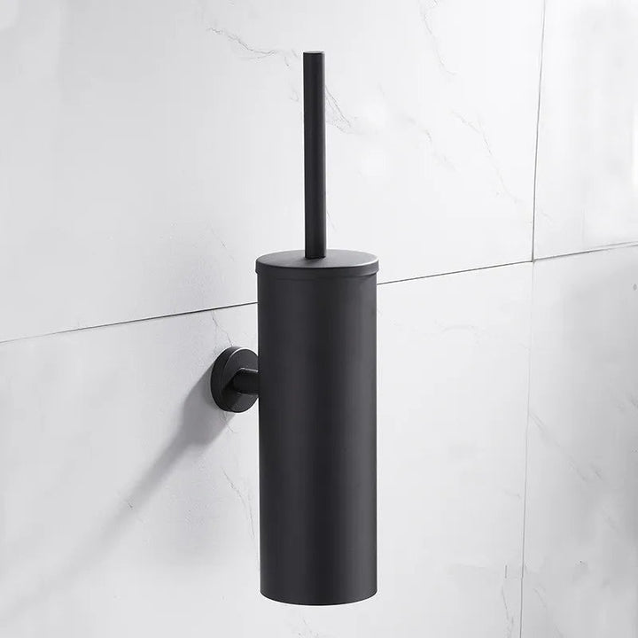 Space-saving modern wall-mounted toilet brush with rust-resistant stainless steel for any bathroom.