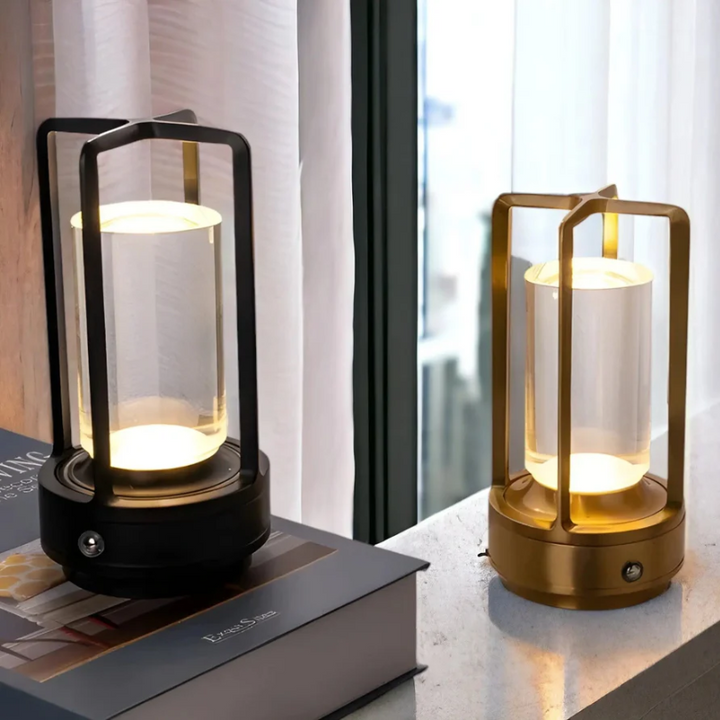 Modern wireless dimmable LED table lamp for home decor. Rechargeable, sleek Scandinavian design, perfect mood light.