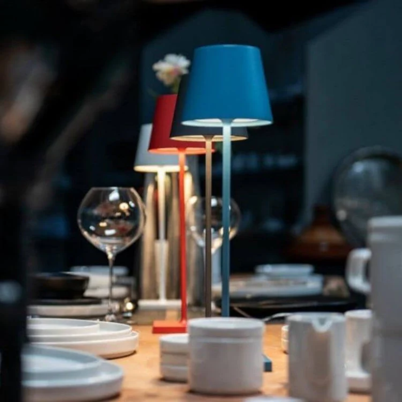 Modern LED mood light, touch-sensitive & rechargeable, great for any room.