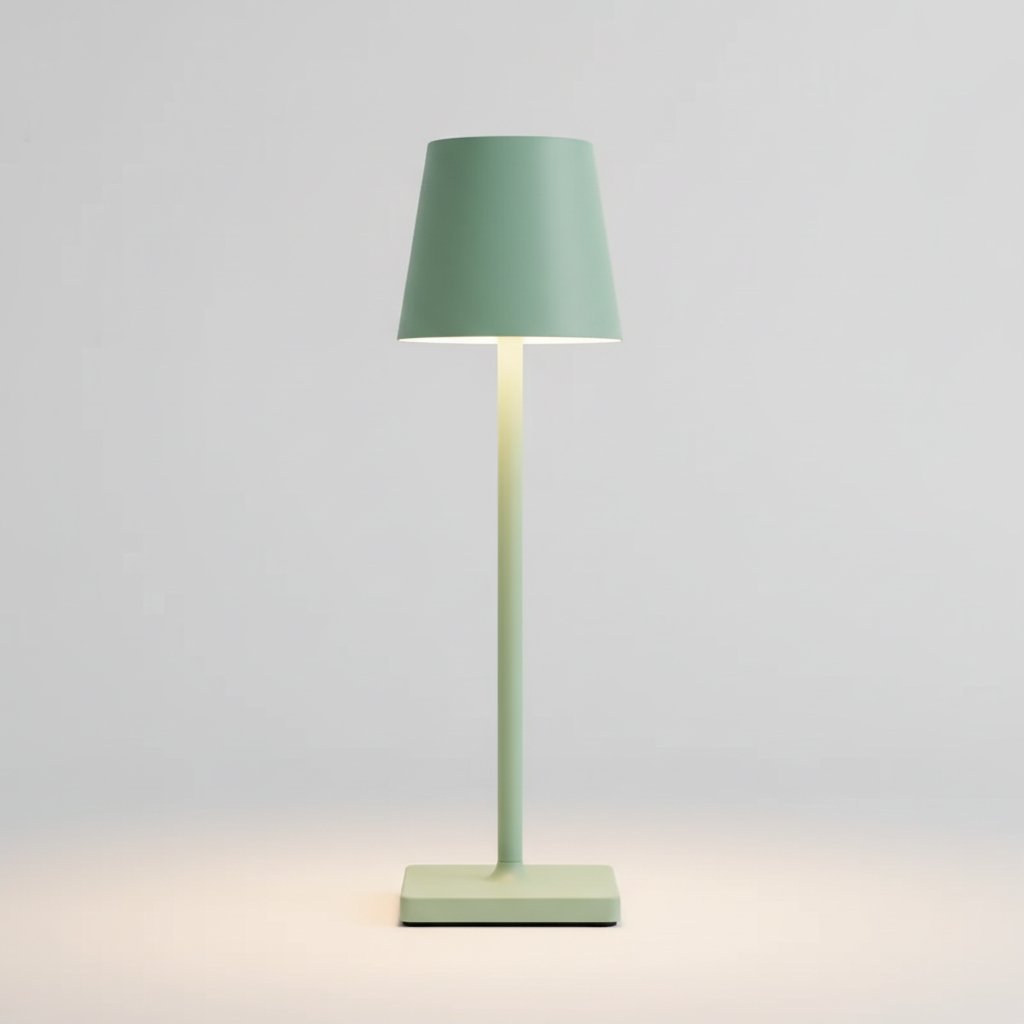 Convenient portable wireless LED table lamp, dimmable & rechargeable for flexible lighting.