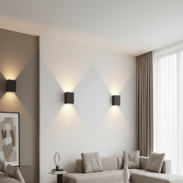 Modern wireless LED wall light with adjustable beam for sleek interior illumination.