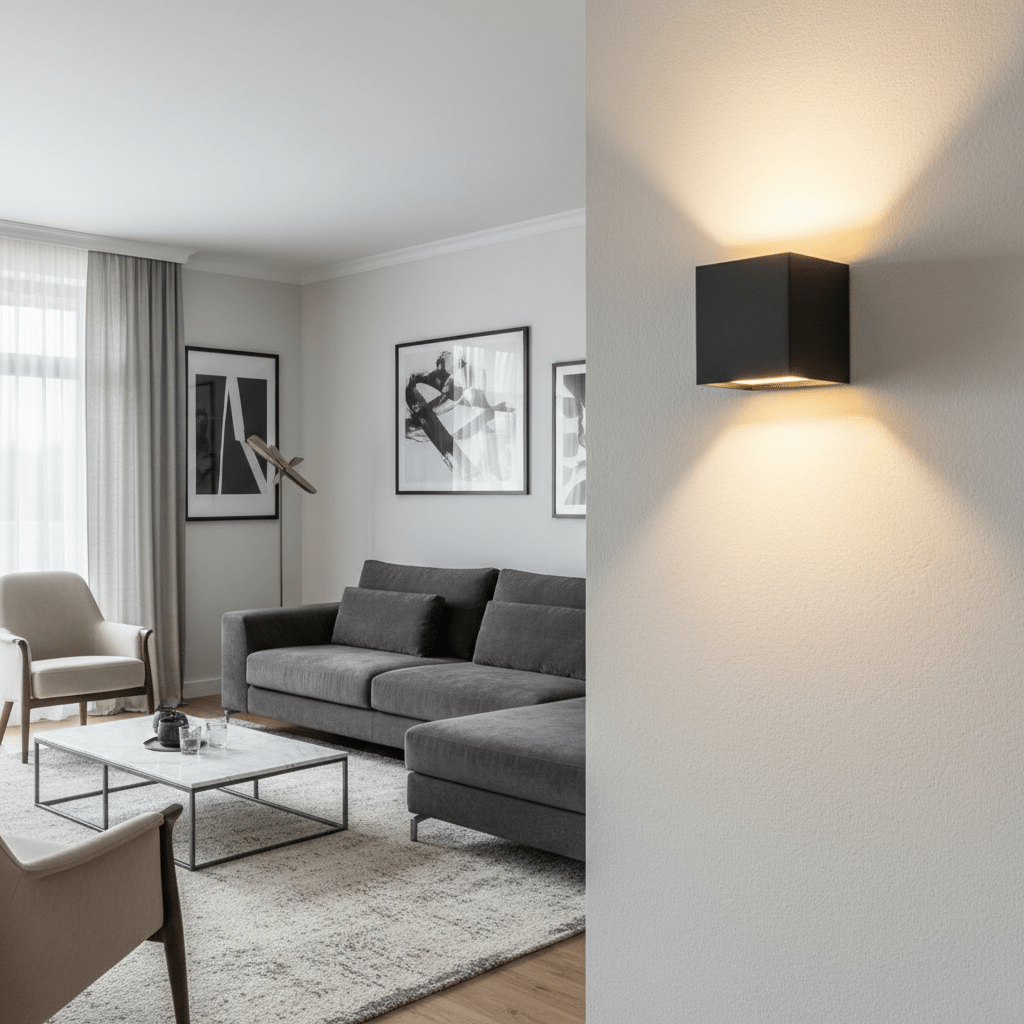 Rechargeable wireless LED wall sconce, perfect for energy-efficient modern home accent lighting.