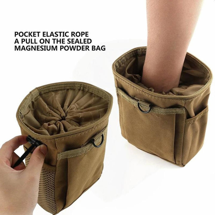 MOLLE utility dump pouch, empty and flattened, highlighting its portable and functional design.