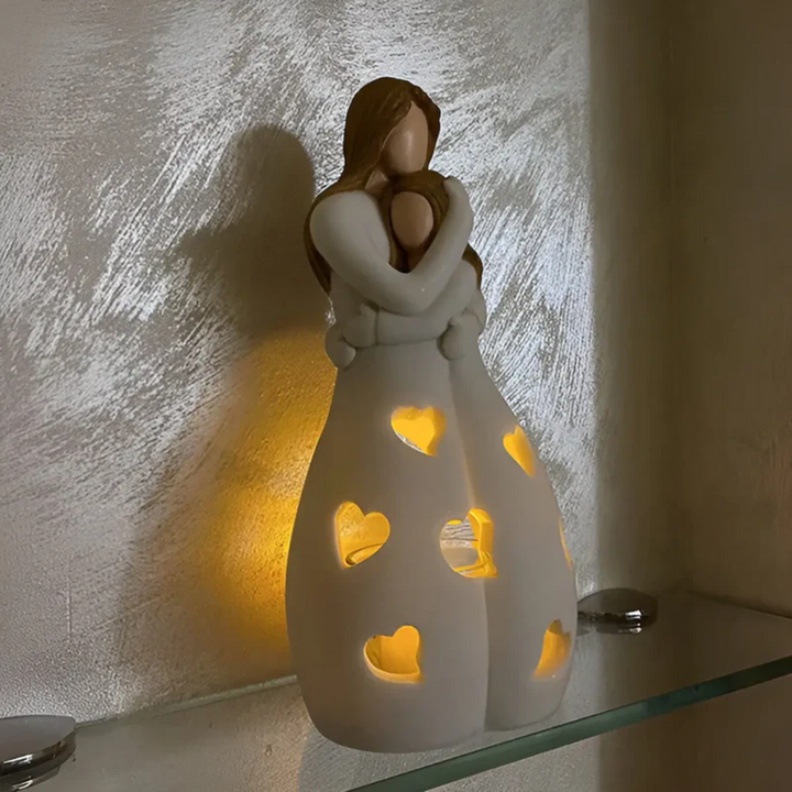 Unique mother and daughter figurine candle holder, perfect for home decor and a special Mothers Day gift.