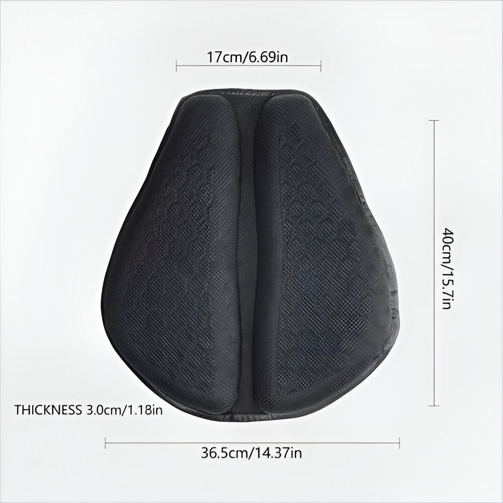 Breathable motorcycle gel seat pad for enhanced comfort on long rides, ideal for touring and cruiser bikes.