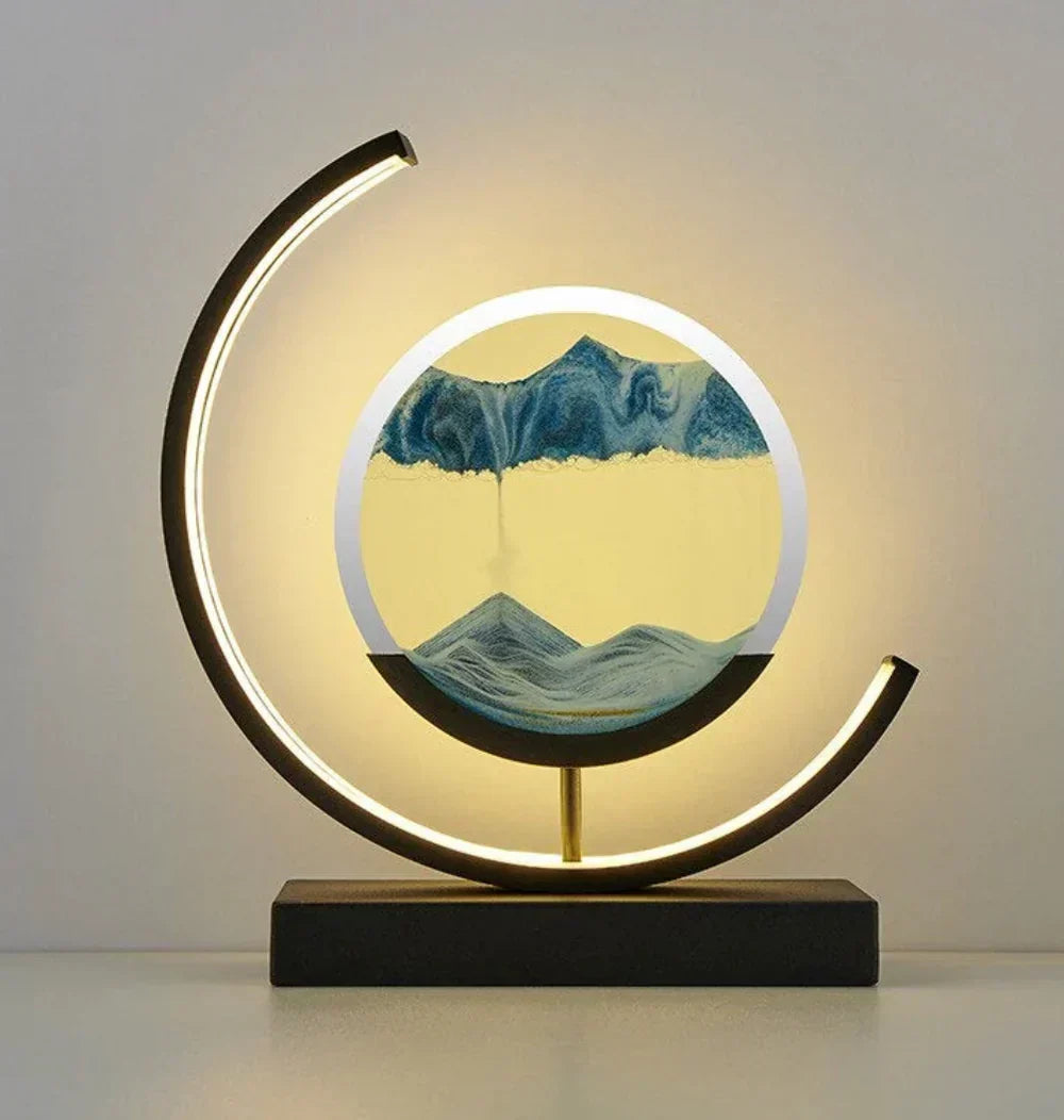 Dynamic Moving Sand Art Lamp, a mesmerizing kinetic display with soft ambient lighting for desks.