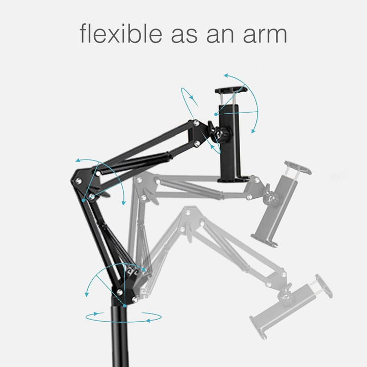 Stable Movira adjustable floor stand with a heavy-duty base for secure phone & tablet support.