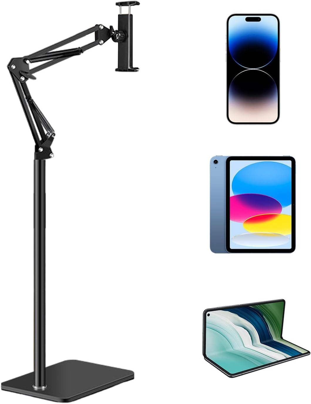 Versatile Movira 360° rotating floor stand, an essential adjustable phone & tablet accessory.