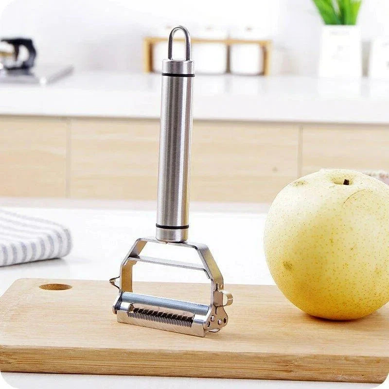 Effortless peeling with an ultra-sharp stainless steel vegetable peeler. Perfect for potatoes, carrots, and cooking.