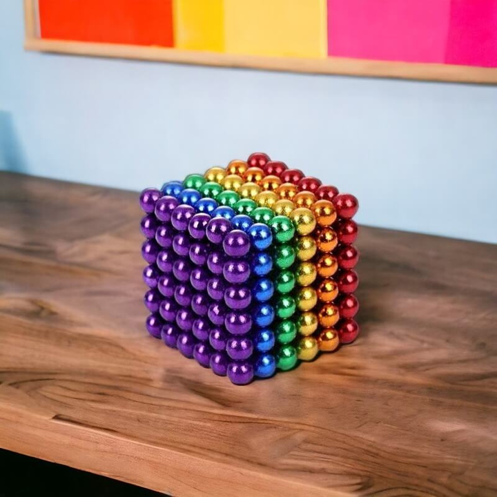 Unisex magnetic building balls puzzle, a multicolor fidget desk toy for creative construction, kids gift & adult fun.