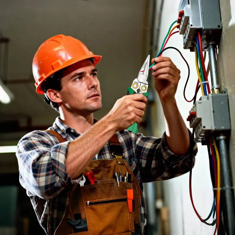 Precision wire stripper & crimper with integrated voltage tester for efficient electrical work & safety.