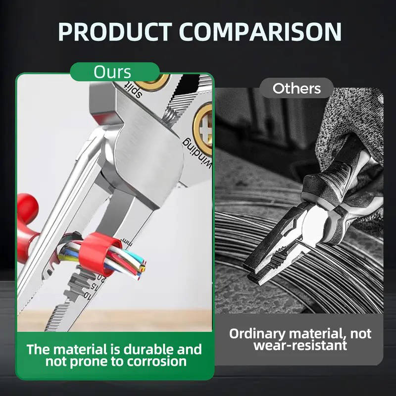 Use this durable wire stripper, cable cutter & crimper with built-in voltage tester for all wiring projects.