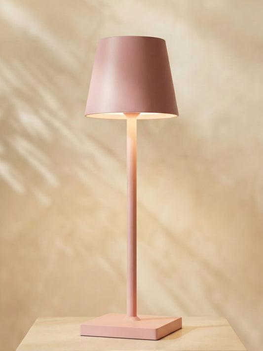 Multifunctional wireless rechargeable LED table lamp for indoor & outdoor use, dimmable, modern aluminum design.