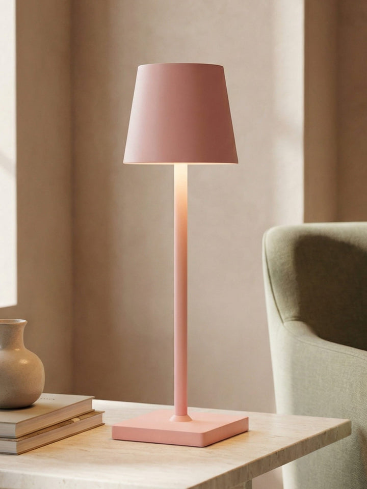 Portable wireless rechargeable LED table lamp, perfect for indoor decor, outdoor lighting, and home accent.