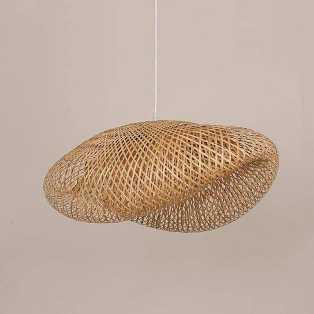 Modern EcoSphere bamboo LED pendant light with adjustable height, enhancing any contemporary home.