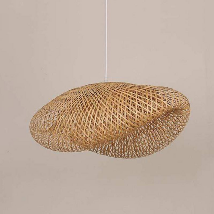 Modern EcoSphere bamboo LED pendant light with adjustable height, enhancing any contemporary home.