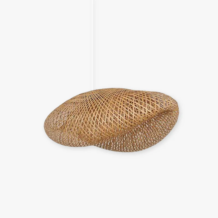 Stylish natural bamboo LED pendant light, providing energy-efficient modern lighting for any room.